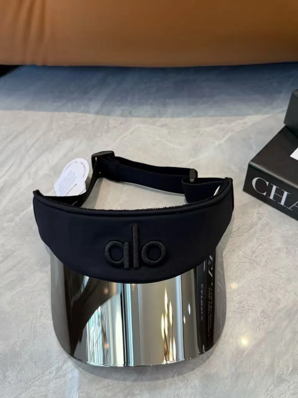 New Alo Reflective Visor Cap, Black Embroidered Adjustable Sports Sun Visor Hat